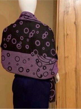 Purple and Black Patterned Women's Wrap Scarf